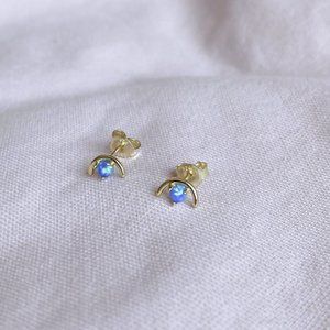 Blue Opal Stud Earrings